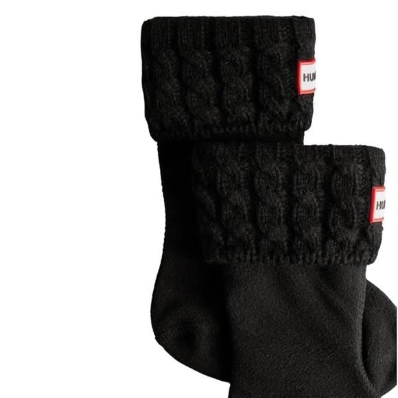 Hunter Tall Boot Socks 6 Stitch Cable Black Big Kids Sz L 1-3 Rain Boot Liner - Picture 5 of 9